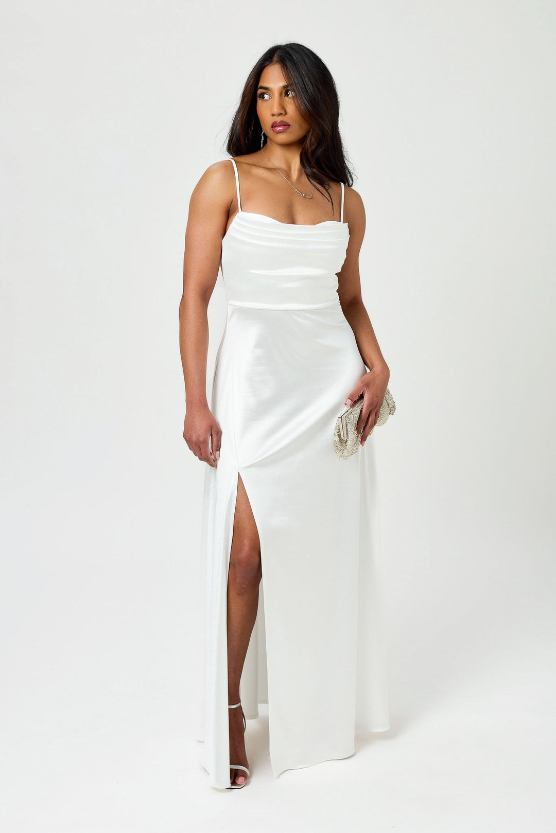 Astrid | Pintucked Pleated Satin Maxi Dress for Women