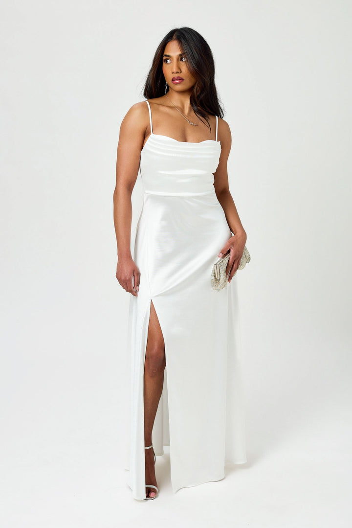 Astrid | Pintucked Pleated Satin Maxi Dress for Women