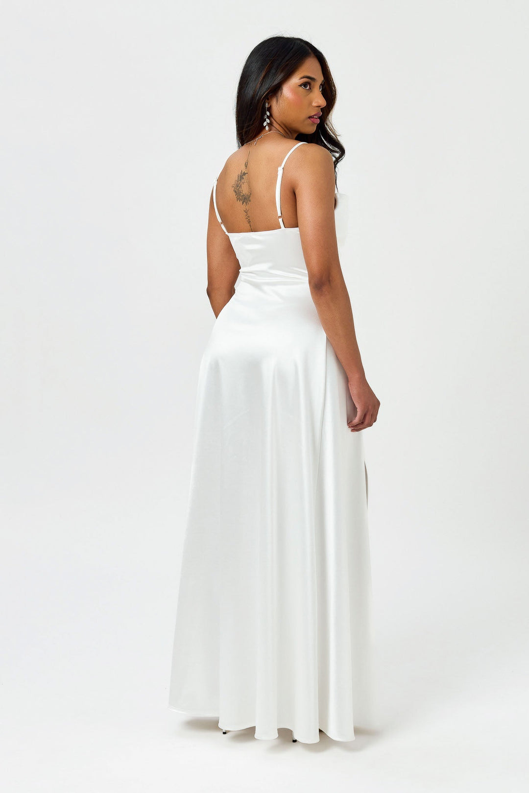 Astrid | Pintucked Pleated Satin Maxi Dress for Women