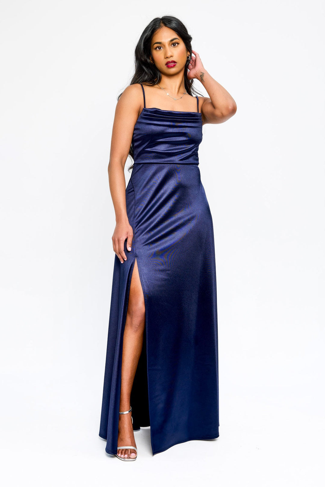 Astrid | Pintucked Pleated Satin Maxi Dress for Women