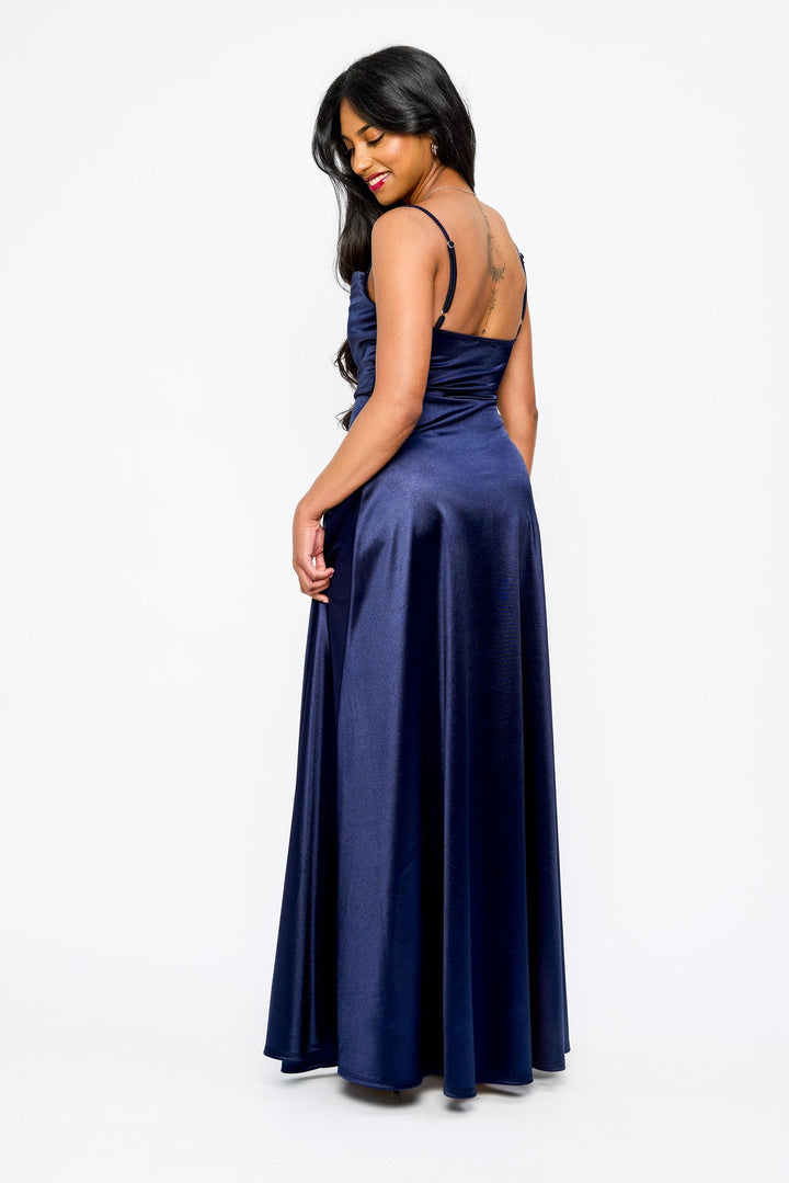 Astrid | Pintucked Pleated Satin Maxi Dress for Women