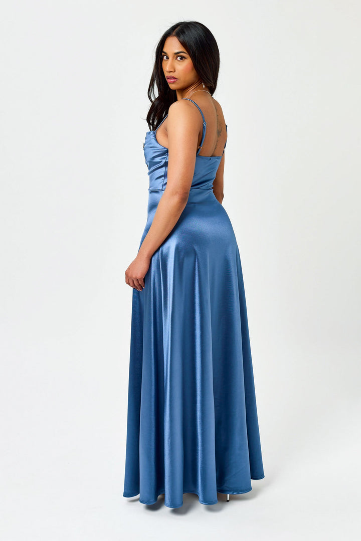 Astrid | Pintucked Pleated Satin Maxi Dress for Women