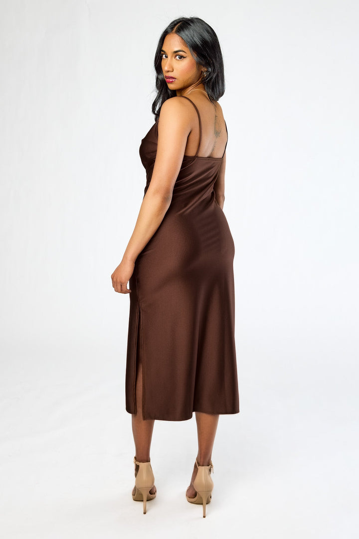 Anaelle | Satined Cowl Neck Slip Dress for Women