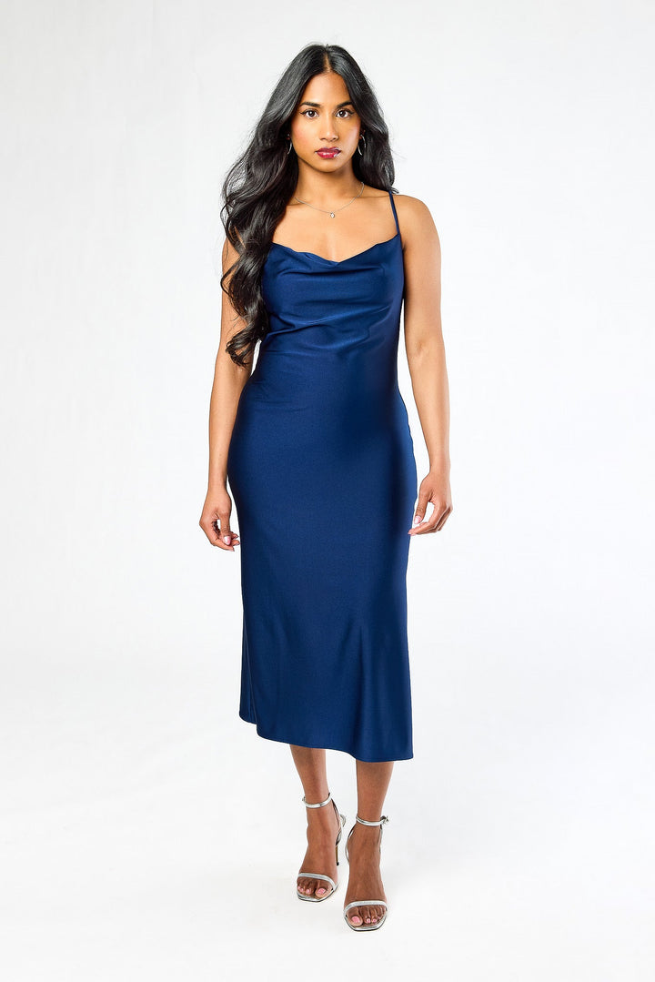 Anaelle | Satined Cowl Neck Slip Dress for Women