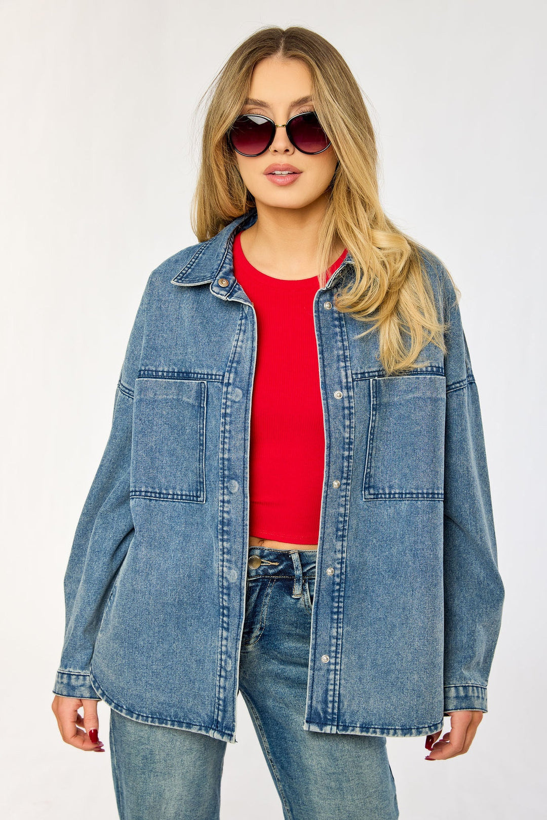 Liliane | Scuffed Oversized Denim Overshirt Shirt Jacket for Women