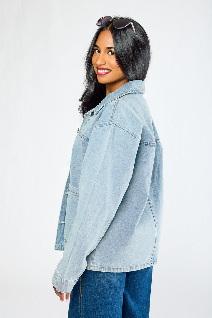 Melaine | Pocketed Denim Chore Utility Jacket for Women