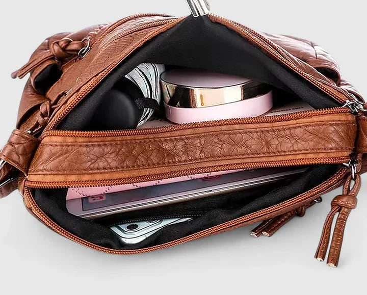 Maylis | Topstitched Multi Zip Crossbody Bag for Women