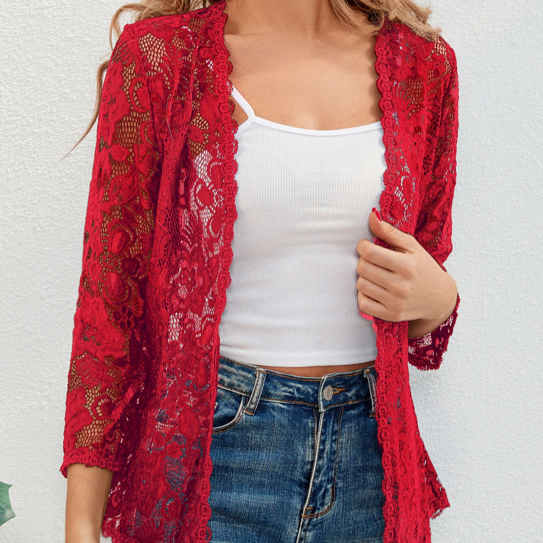Cassandra | Airy Floral Lace Open Front Cardigan for Women