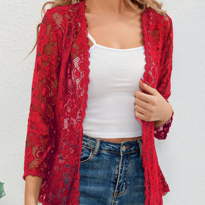 Cassandra | Airy Floral Lace Open Front Cardigan for Women