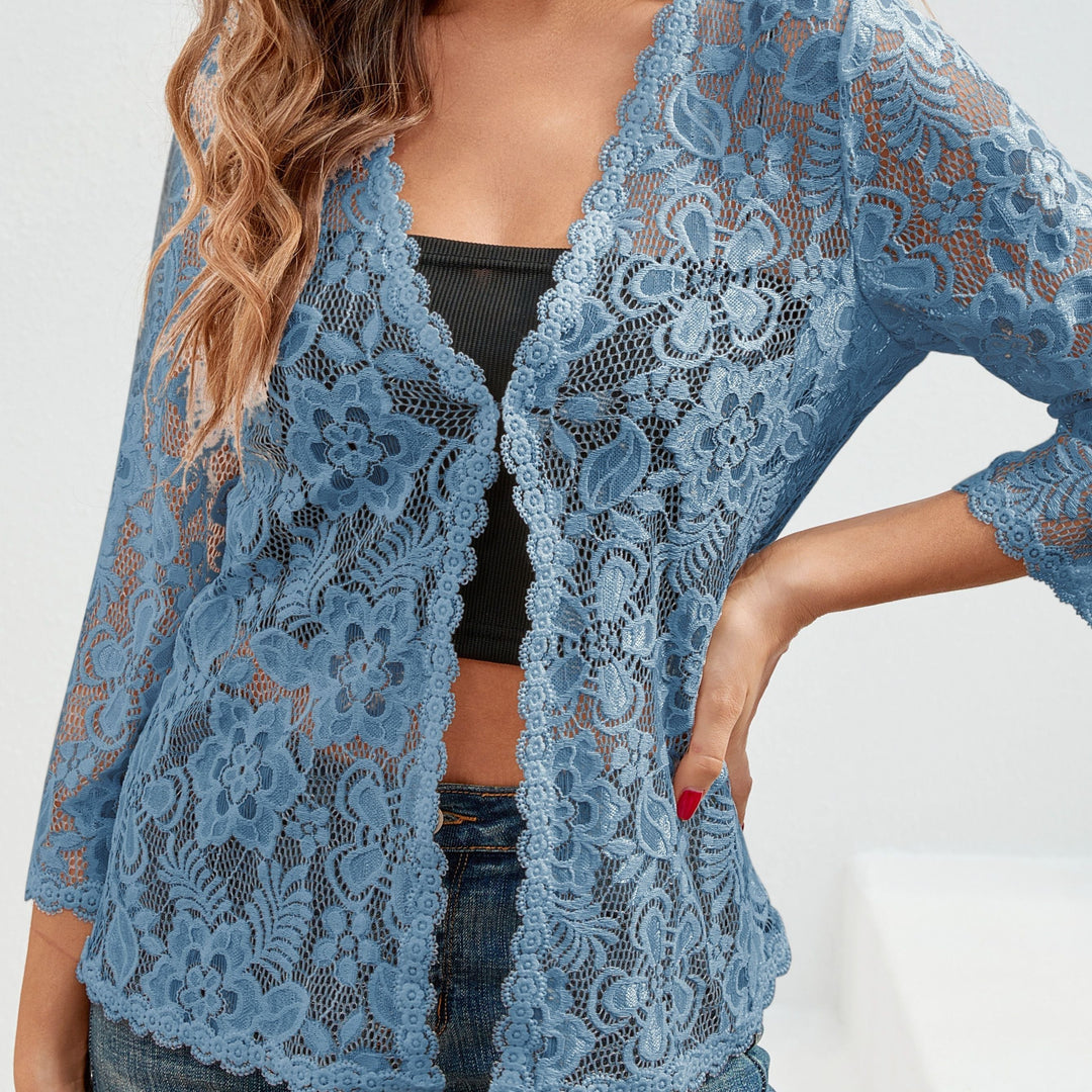 Cassandra | Airy Floral Lace Open Front Cardigan for Women