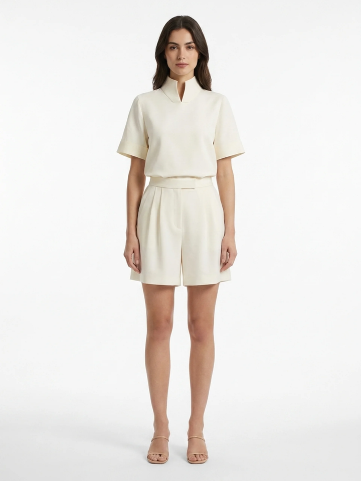 Irene | Clasped Stand Collar Blouse for Women