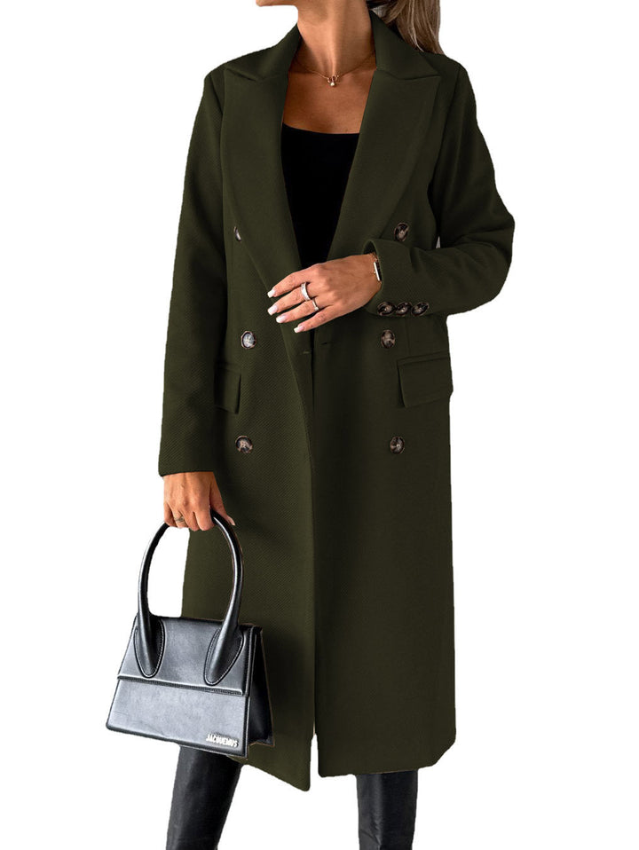 Theodora | Graceful Longline Double-Breasted Coat for Women
