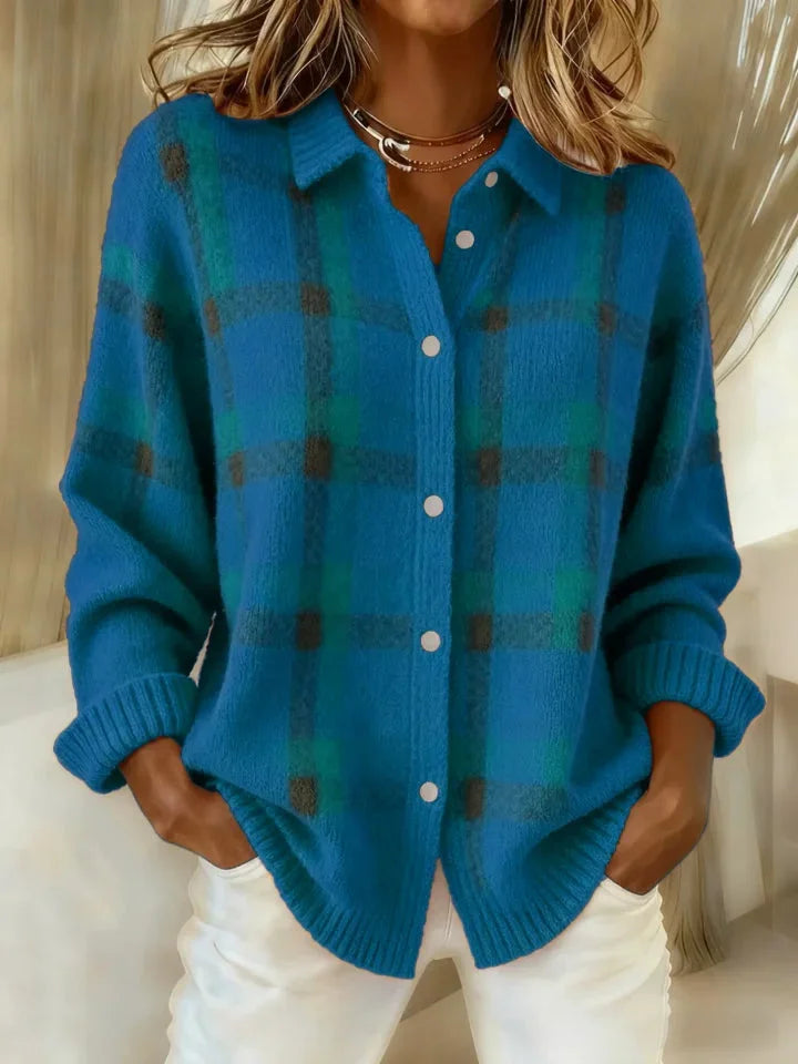 Juna | Cozy Plaid Button-Front Sweater for Women