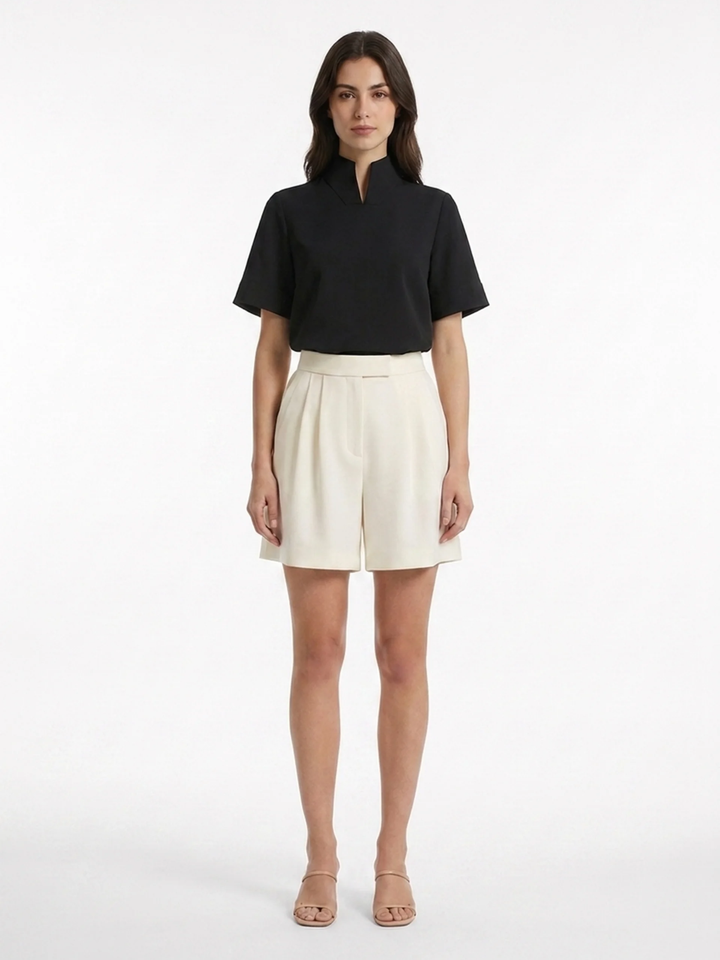 Irene | Clasped Stand Collar Blouse for Women