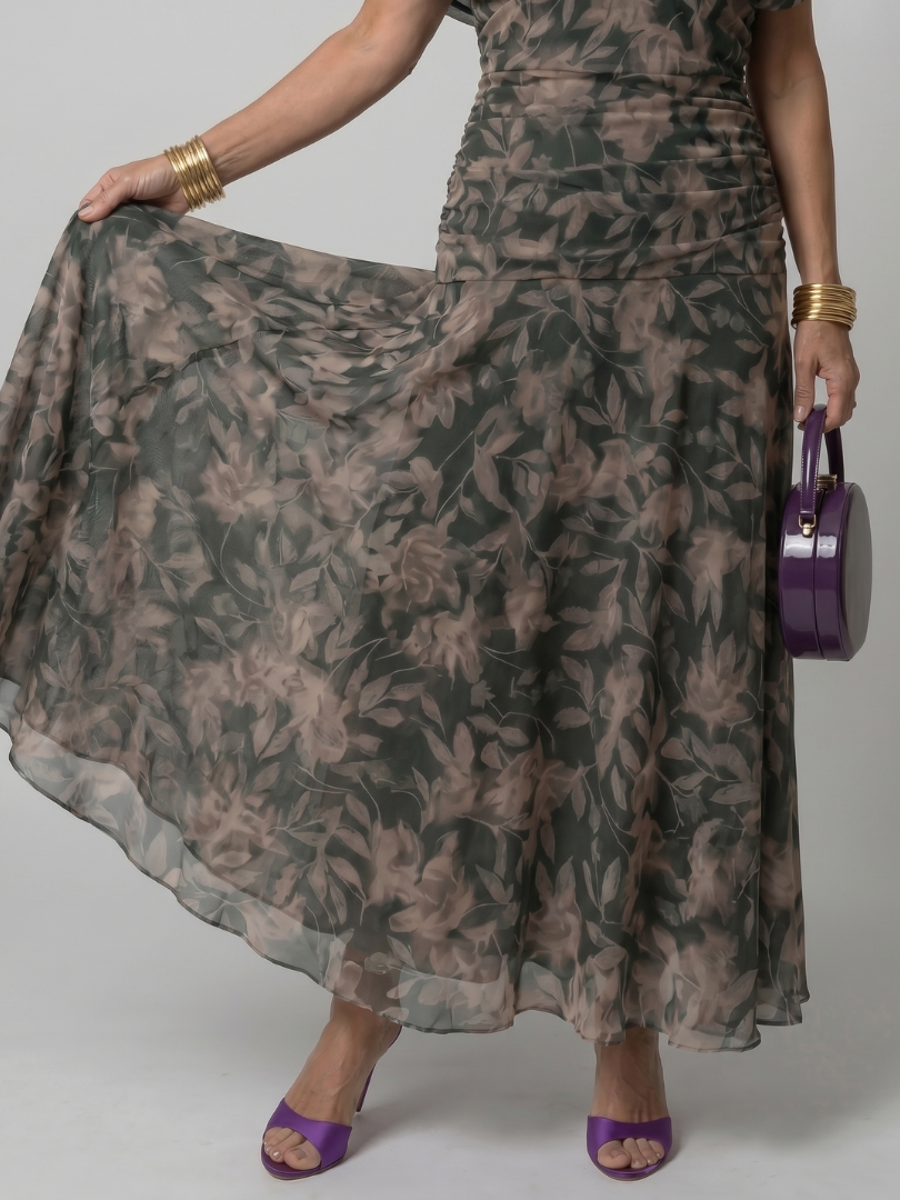 Marine | Tiered Off Shoulder Chiffon Midi Dress for Women