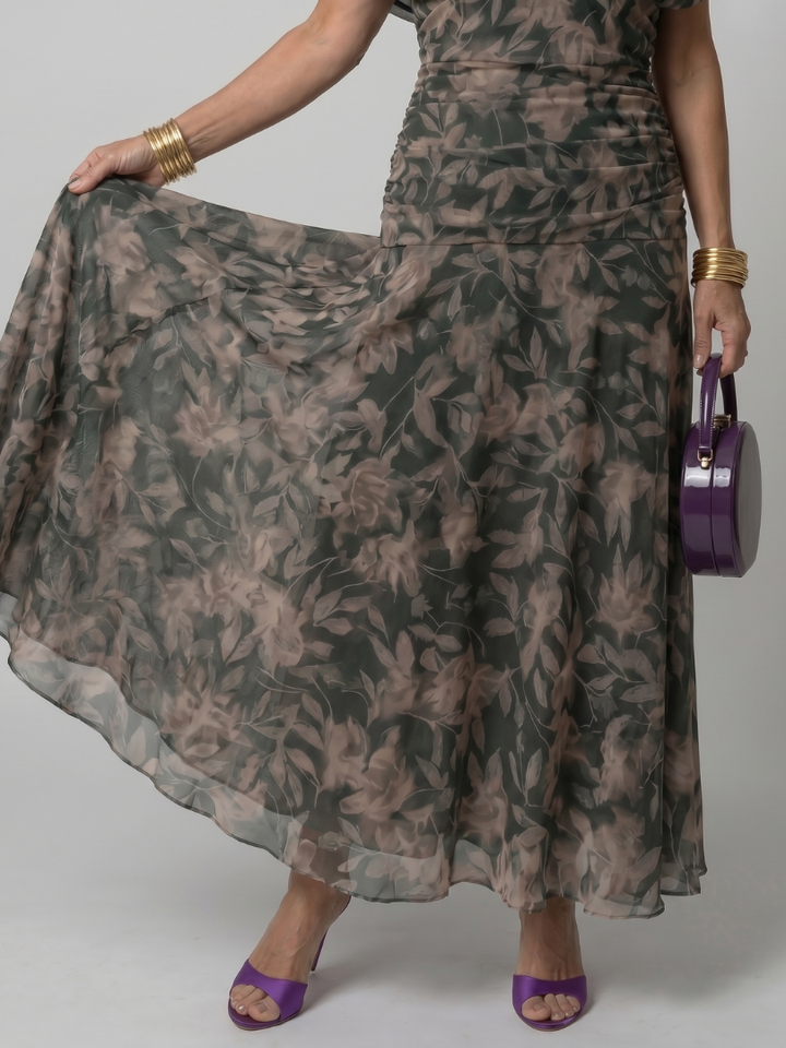 Marine | Tiered Off Shoulder Chiffon Midi Dress for Women