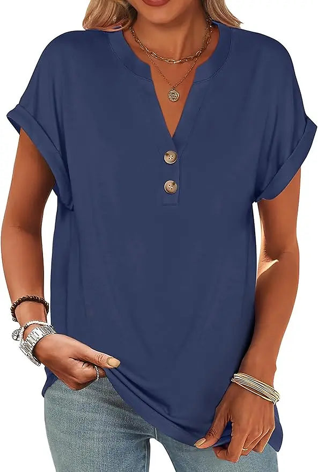 Camelia | Softened Henley V Neck Tunic for Women