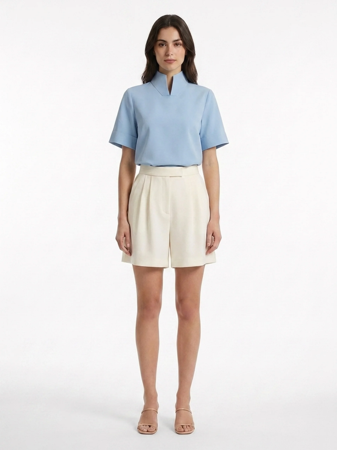 Irene | Clasped Stand Collar Blouse for Women