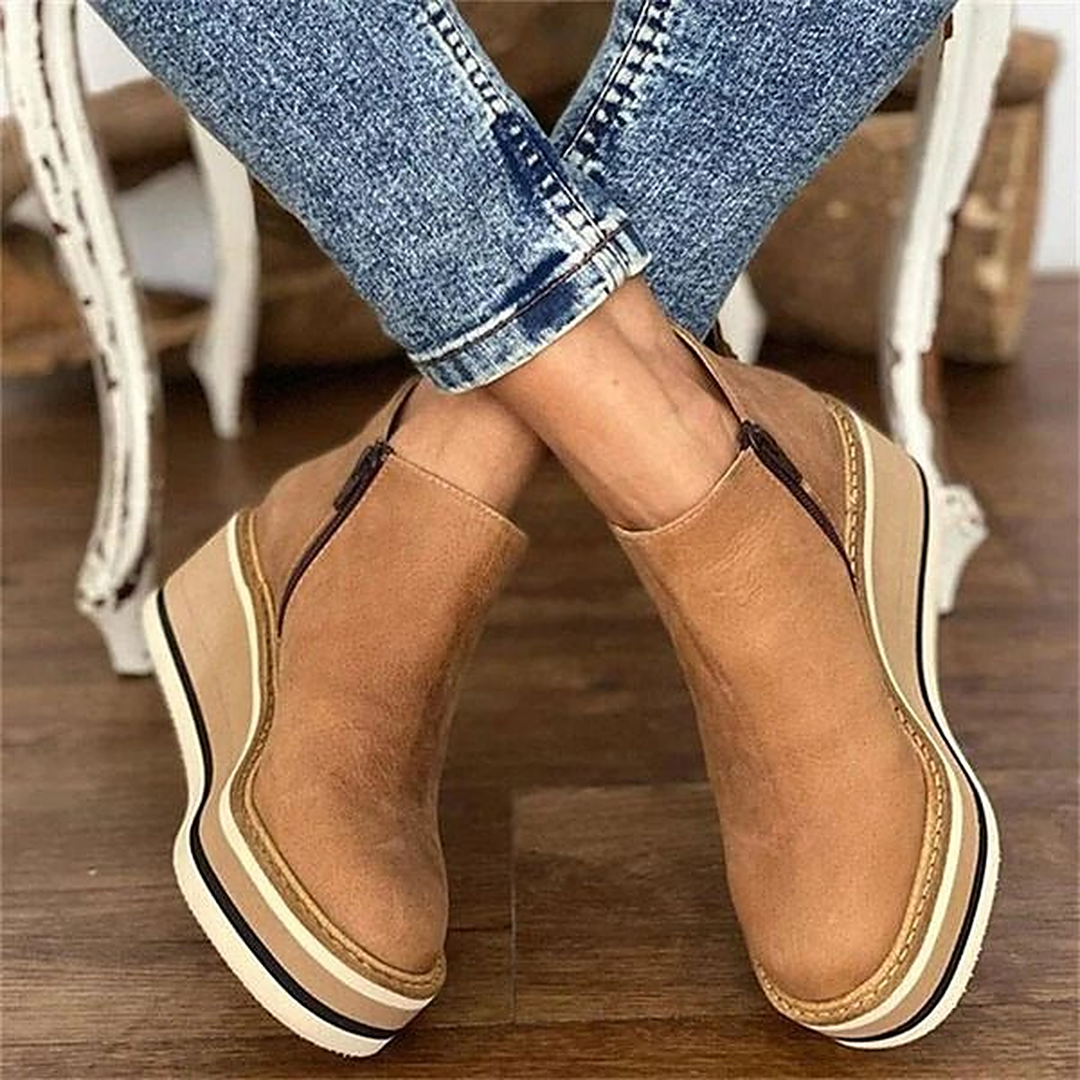 Alix | Stacked Wedge Platform Ankle Boots for Women