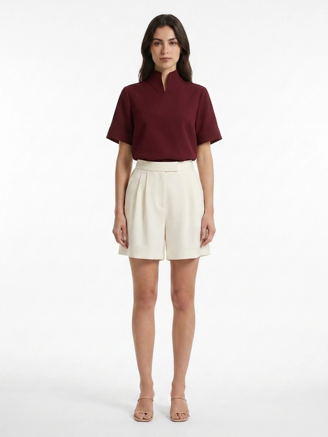 Irene | Clasped Stand Collar Blouse for Women