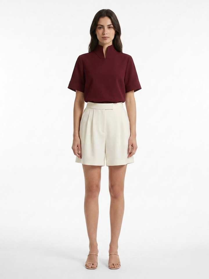 Irene | Clasped Stand Collar Blouse for Women