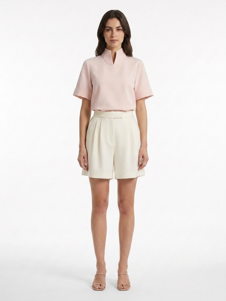 Irene | Clasped Stand Collar Blouse for Women