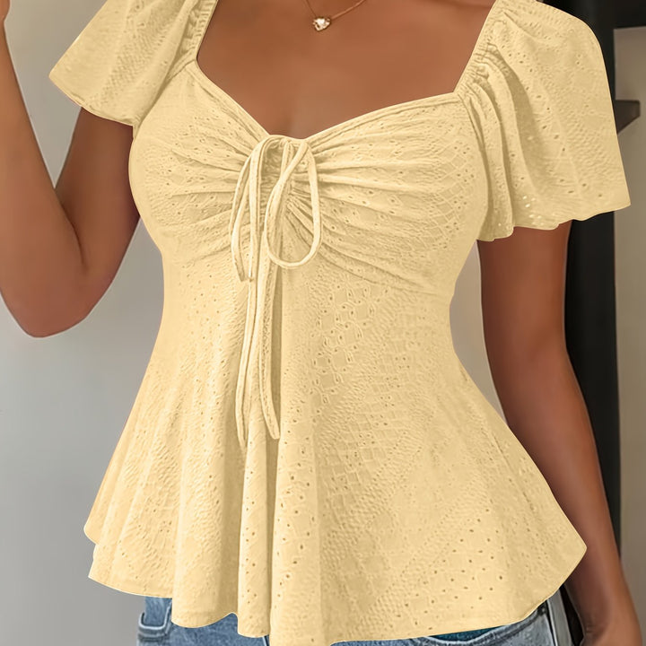 Corentine | Waisted Puff Sleeve Peplum Top for Women