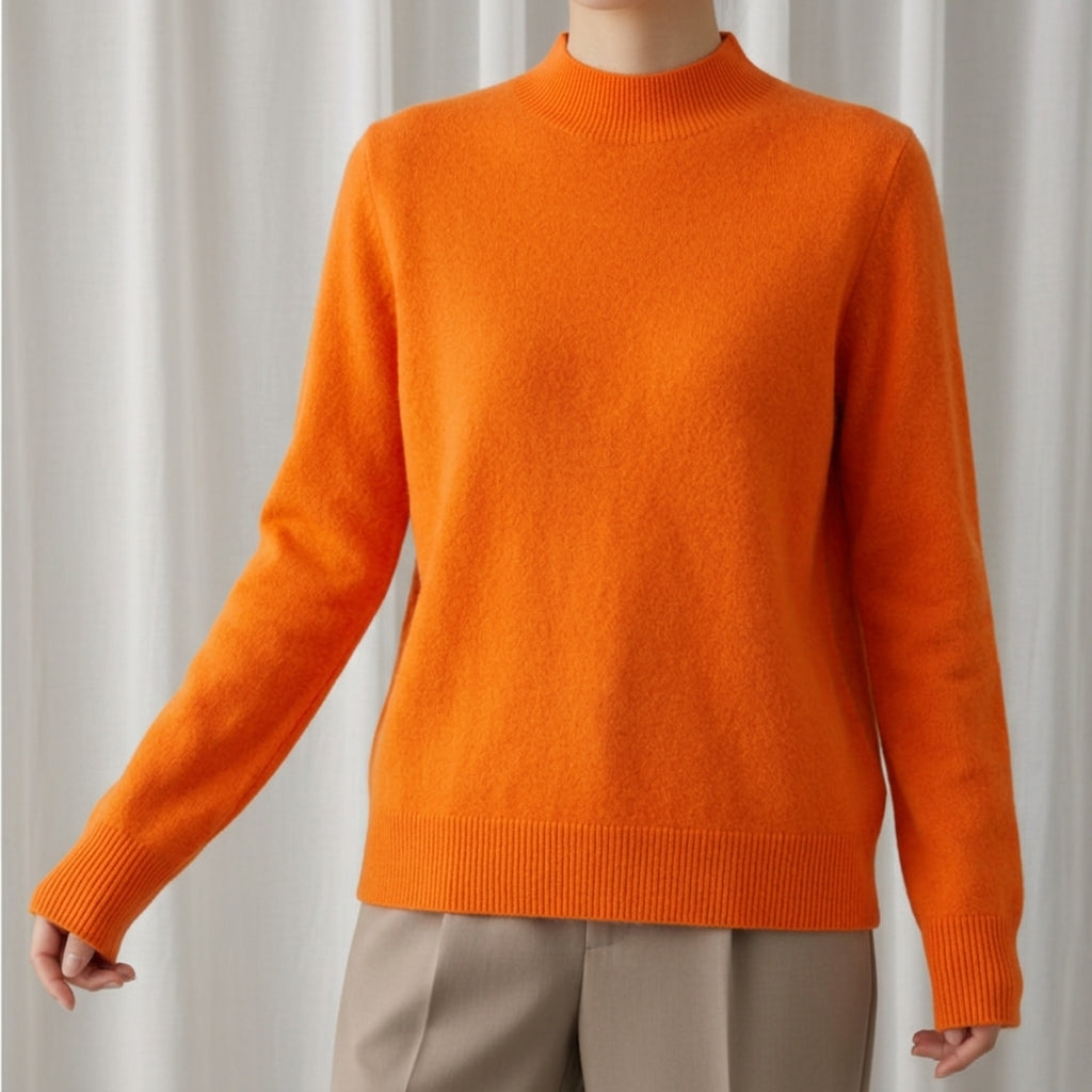 Hyeres | Smooth Mock Neck Cashmere Blend Sweater for Women