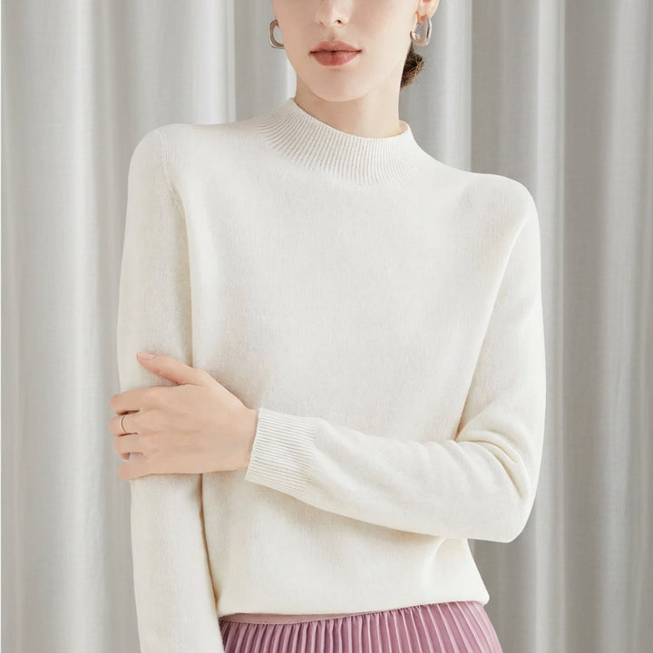 Hyeres | Smooth Mock Neck Cashmere Blend Sweater for Women