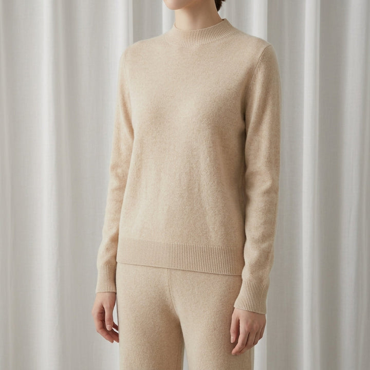 Hyeres | Smooth Mock Neck Cashmere Blend Sweater for Women