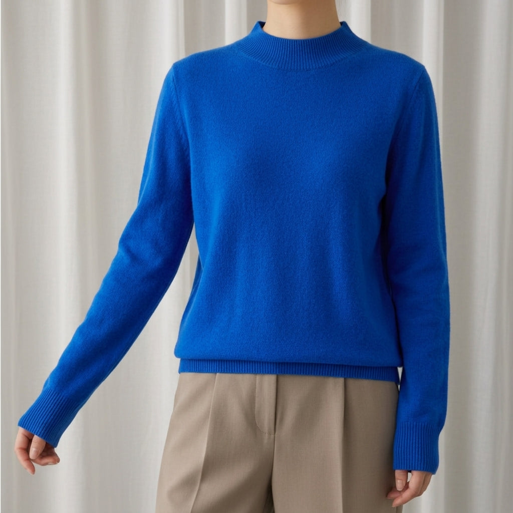 Hyeres | Smooth Mock Neck Cashmere Blend Sweater for Women