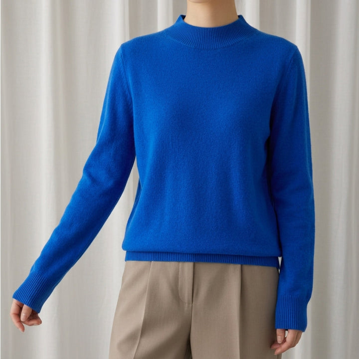 Hyeres | Smooth Mock Neck Cashmere Blend Sweater for Women