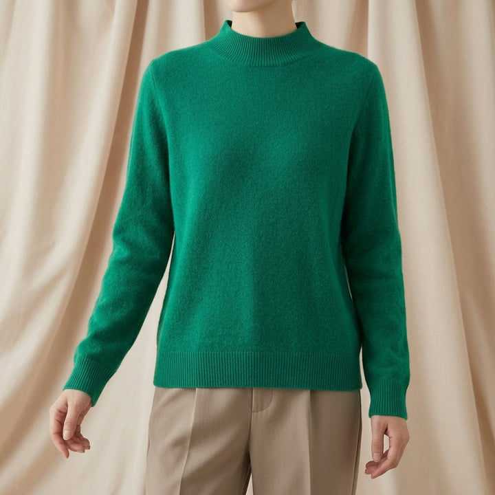 Hyeres | Smooth Mock Neck Cashmere Blend Sweater for Women