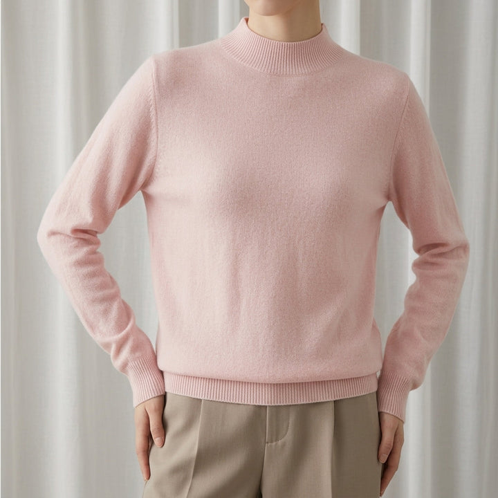 Hyeres | Smooth Mock Neck Cashmere Blend Sweater for Women
