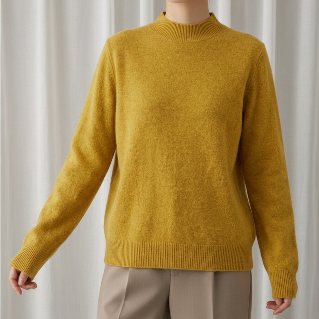 Hyeres | Smooth Mock Neck Cashmere Blend Sweater for Women