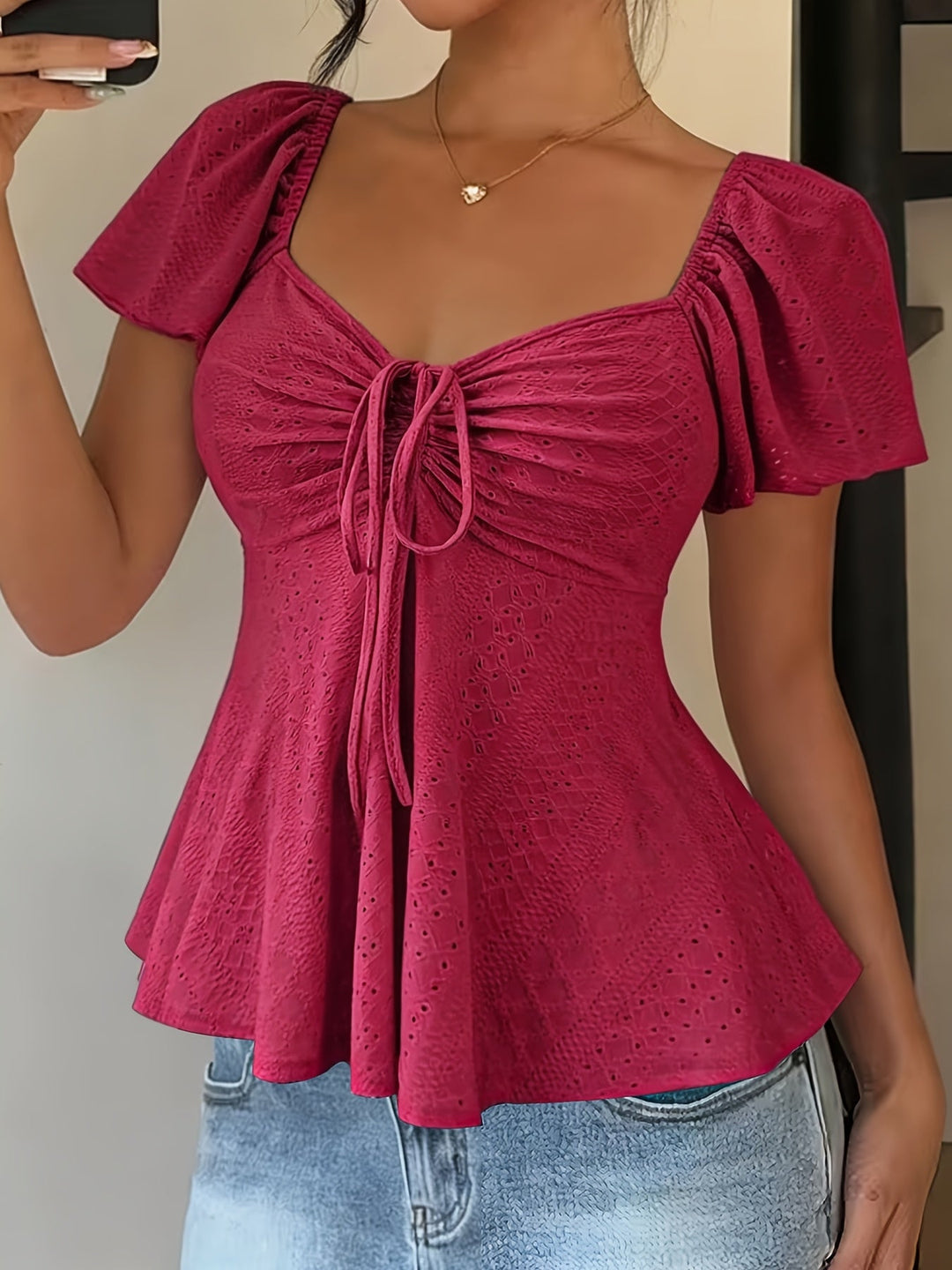 Corentine | Waisted Puff Sleeve Peplum Top for Women