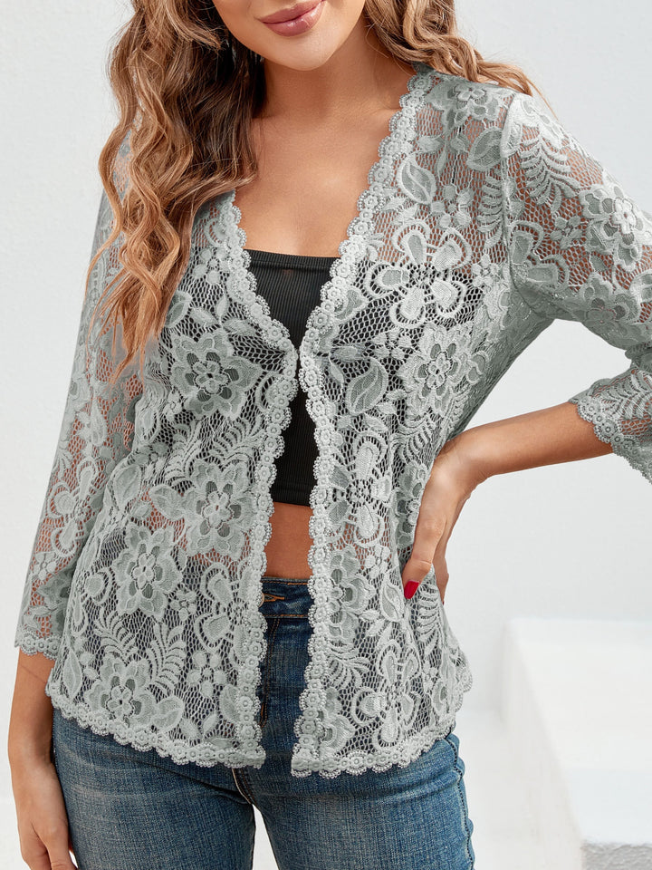 Cassandra | Airy Floral Lace Open Front Cardigan for Women