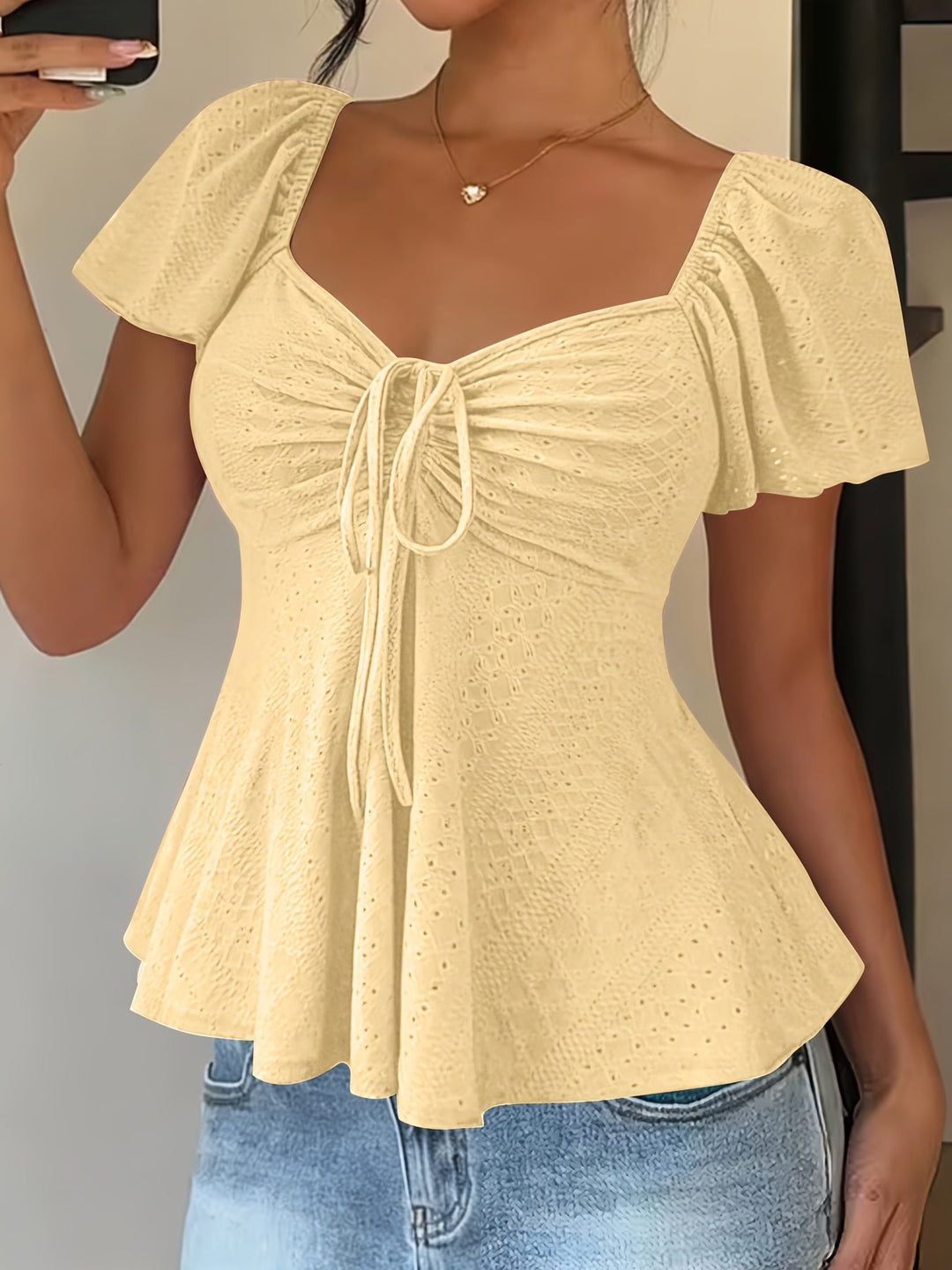 Corentine | Waisted Puff Sleeve Peplum Top for Women