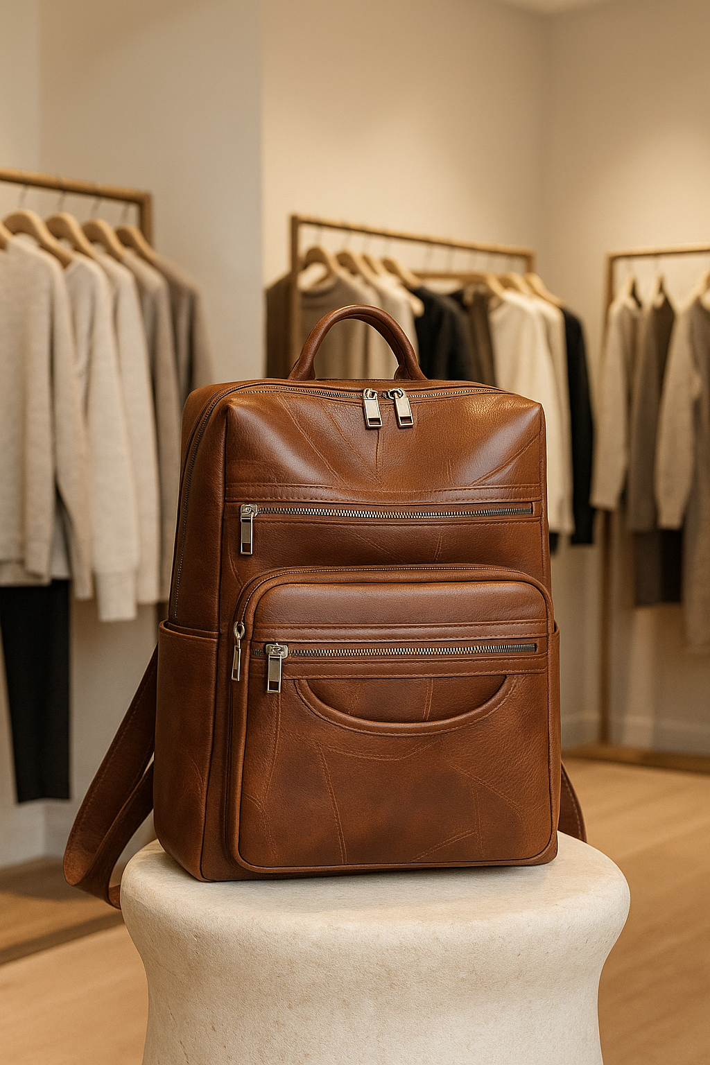 Armance | Grained Leather Backpack for Women