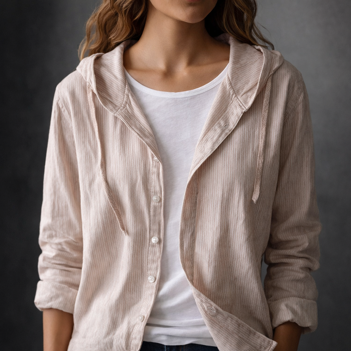 Fabienne | Sueded Washed Hooded Overshirt for Women