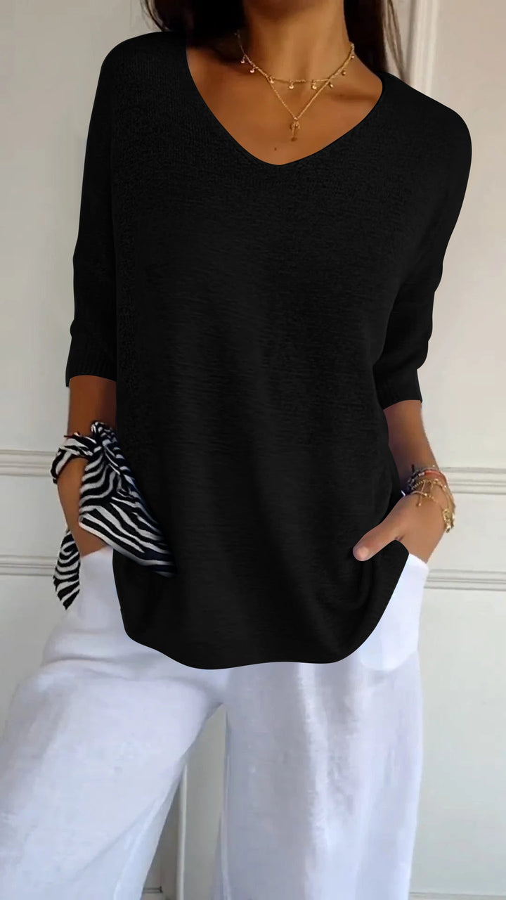 Felicie | Draping V Neck Long Sleeve Top for Women