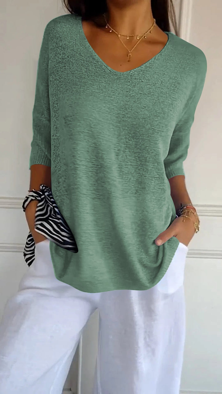 Felicie | Draping V Neck Long Sleeve Top for Women
