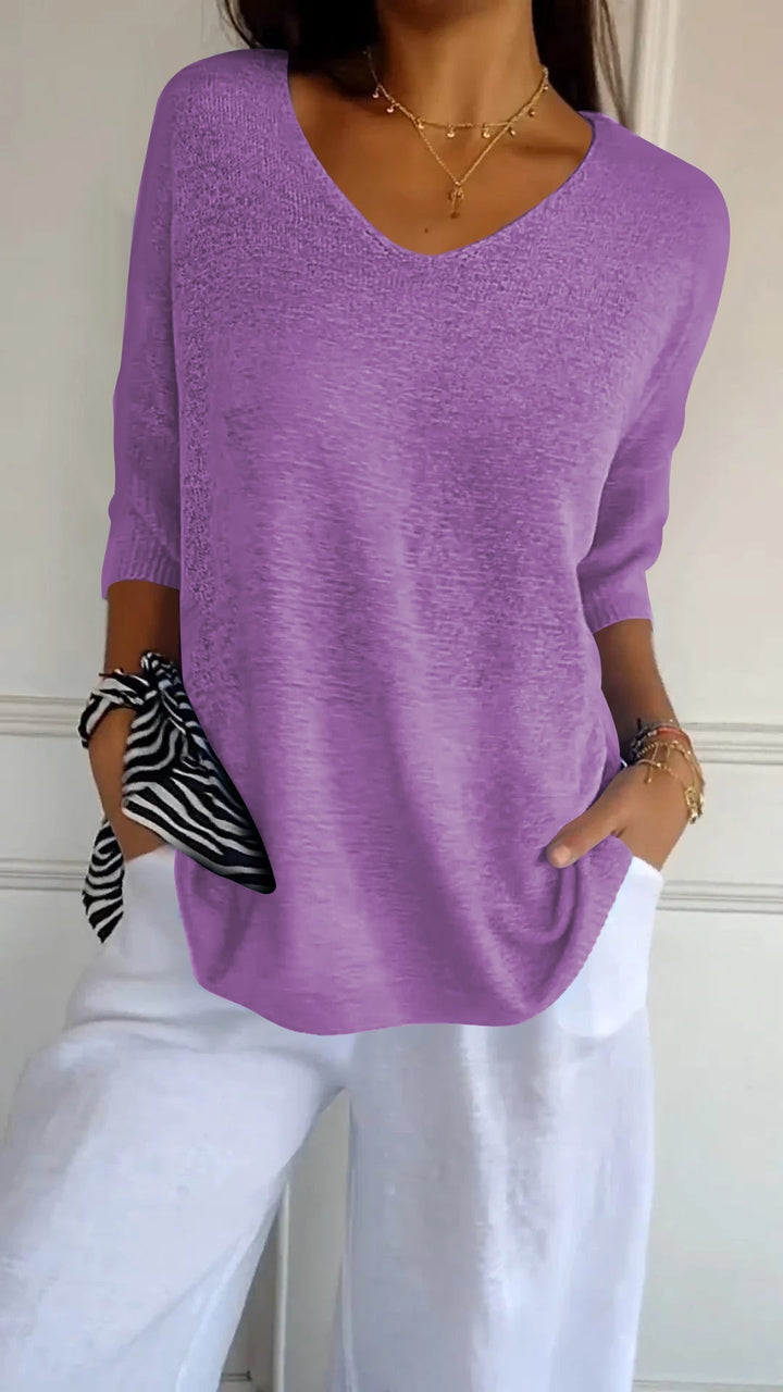 Felicie | Draping V Neck Long Sleeve Top for Women