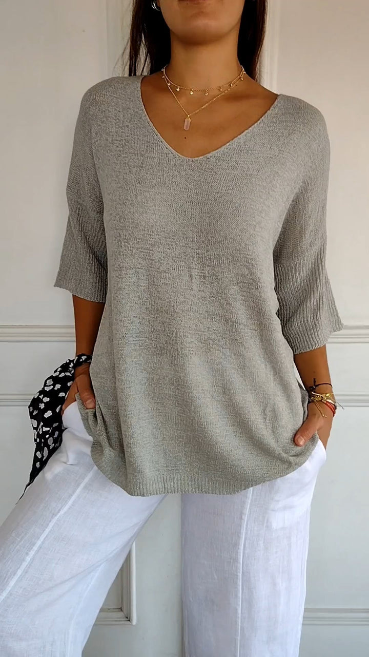 Felicie | Draping V Neck Long Sleeve Top for Women