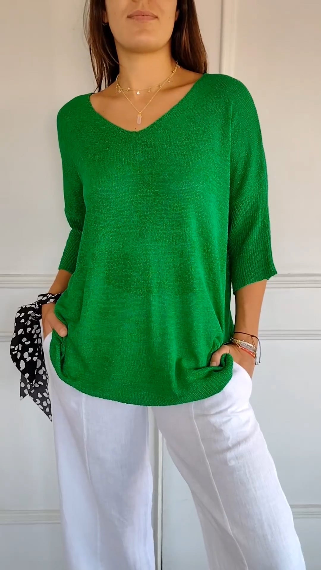 Felicie | Draping V Neck Long Sleeve Top for Women