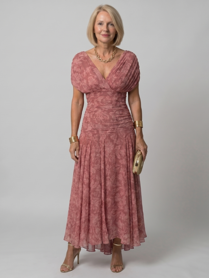 Marine | Tiered Off Shoulder Chiffon Midi Dress for Women