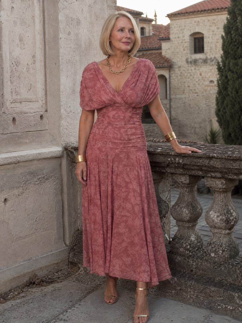Marine | Tiered Off Shoulder Chiffon Midi Dress for Women