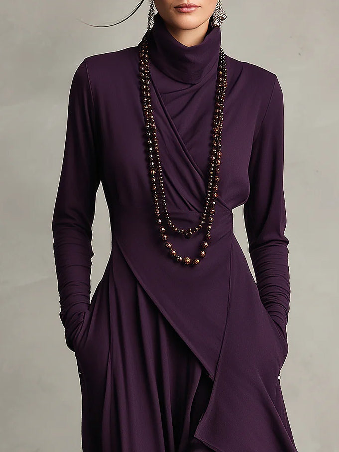Kalie | Trimmed High Neck Maxi Dress for Women