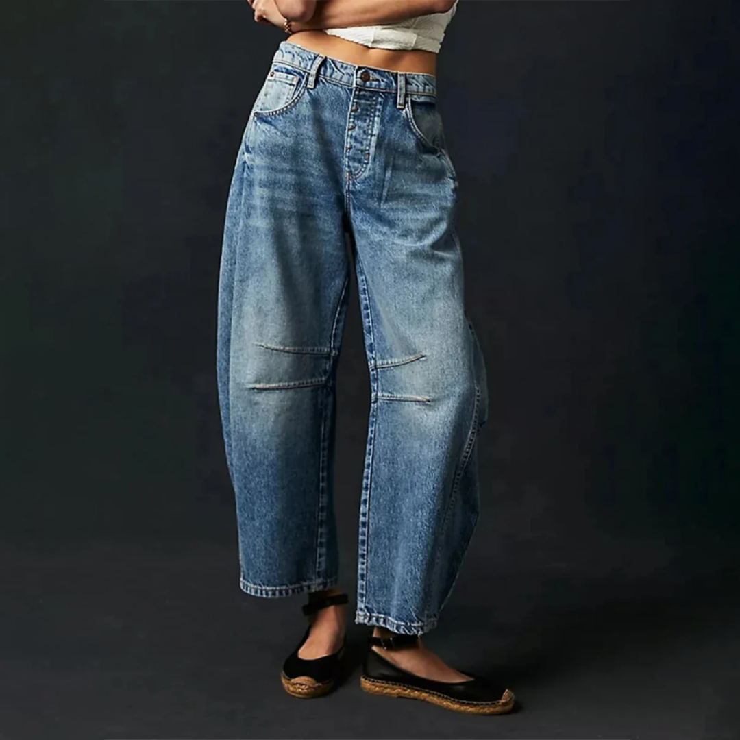 Solene | Fluent Barrel Leg Wide Jeans for Women