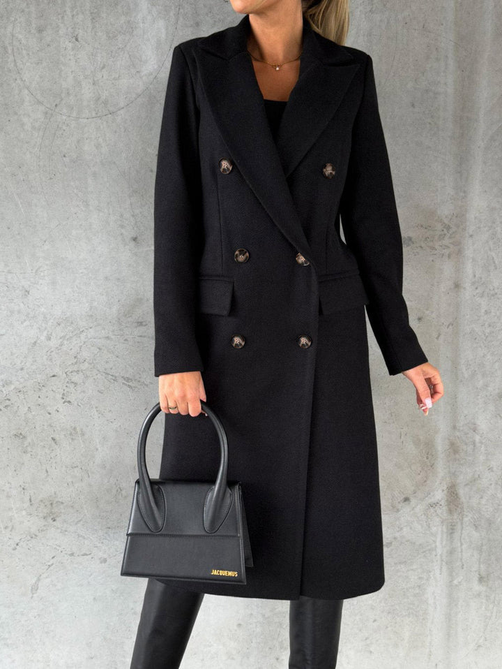 Theodora | Graceful Longline Double-Breasted Coat for Women